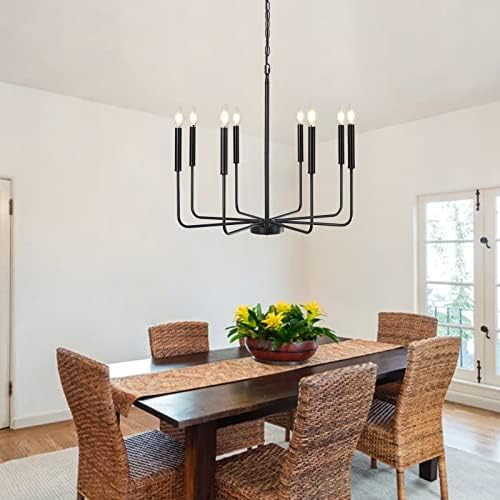 MRHYSWD Black Chandelier 8 Light Modern Farmhouse Chandelier Adjustable Height Pendant Light Fixture | Amazon (US)