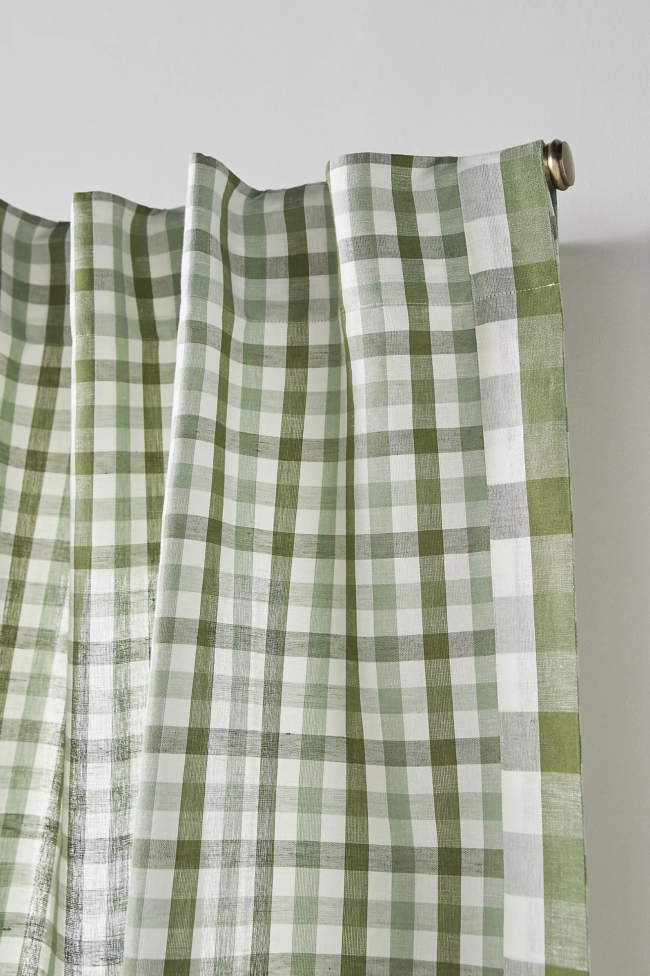 Cotton Linen Gingham Curtain | Anthropologie (US)