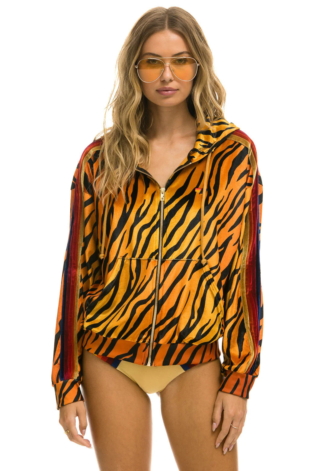 CLASSIC VELVET RELAXED ZIP HOODIE - TIGER | Aviator Nation