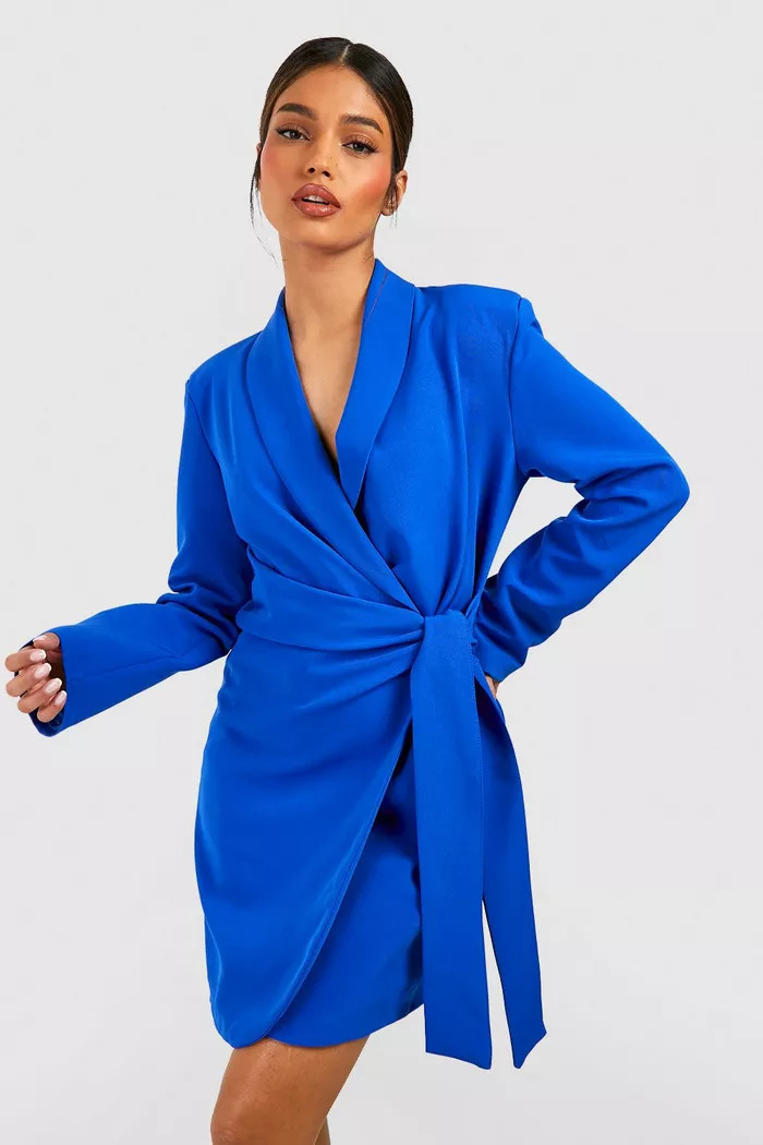 Tie Waist Tailored Blazer Dress | Boohoo.com (US & CA)