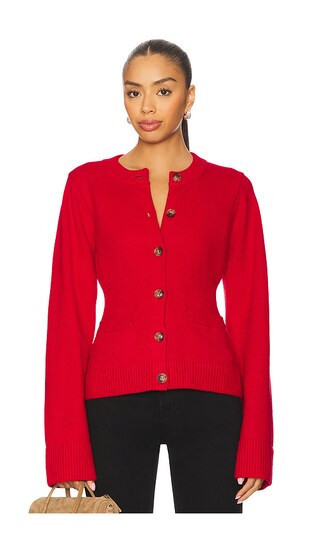 Good American Button Front Knit Cardigan in Red. - size S | Revolve Clothing (Global)