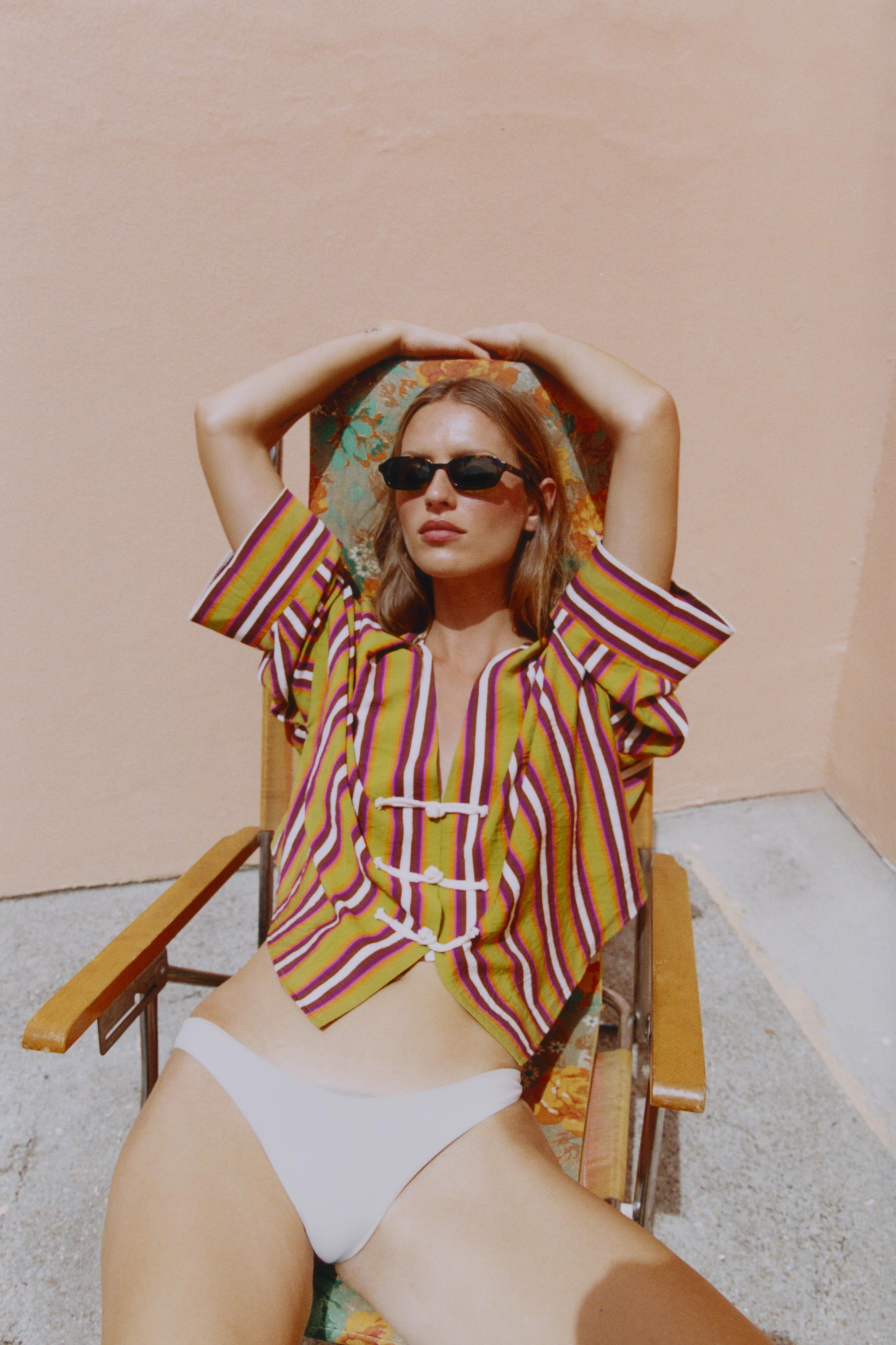 STRIPED SHIRT WITH FROG FASTENING | Zara AU