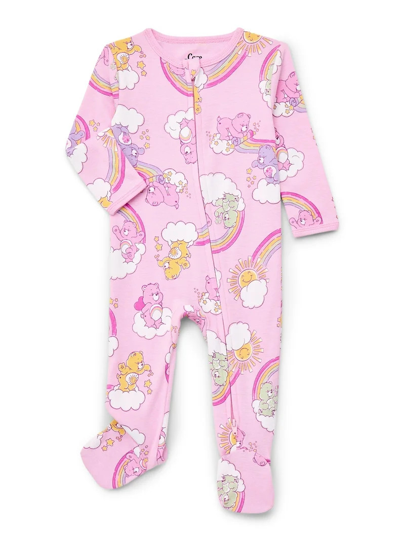 Care Bears Baby Boys or Girls Two-Way Zip Front Footed Pajama One-Piece, Sizes 0-6/9M | Walmart (US)