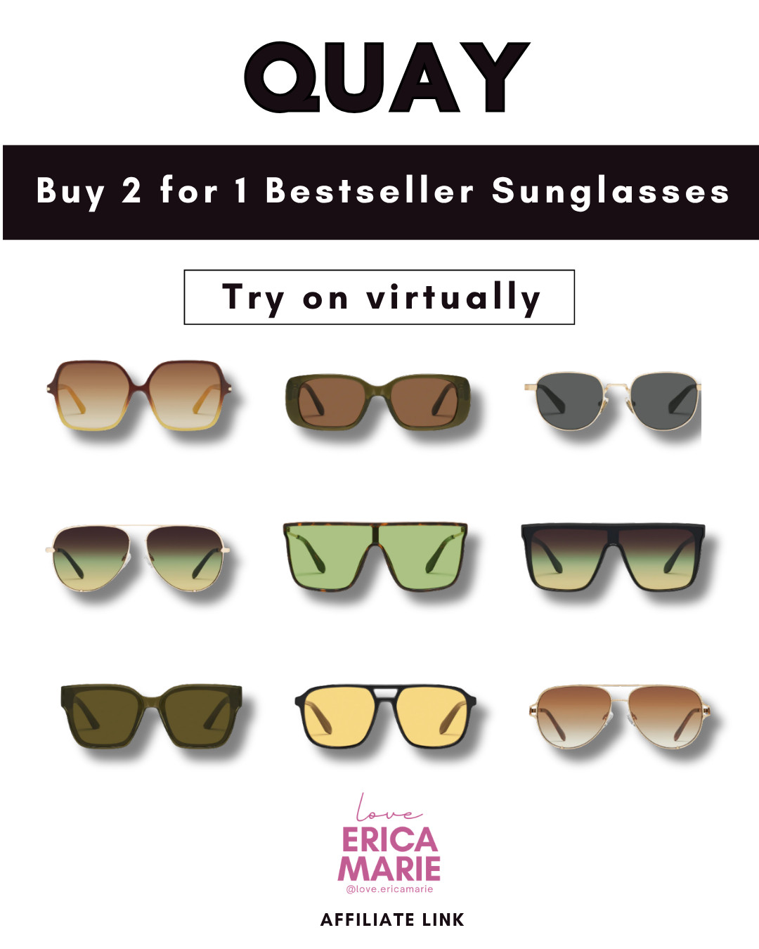 Stock up on stylish sunglasses with this Buy 2 for 1 deal on best-selling styles. Perfect for beach vacations, cruises, road trips, and everyday wear, these trendy sunglasses are a must-have summer accessory. Enjoy fashionable UV protection while pairing your favorite shades with any outfit. Plus, get free shipping on orders over $75 and grab an extra pair for yourself or a friend. Don’t miss these amazing deals on women’s sunglasses and summer accessories. 

 #LTKgrwm #LTKootd #LTKSaleAlert