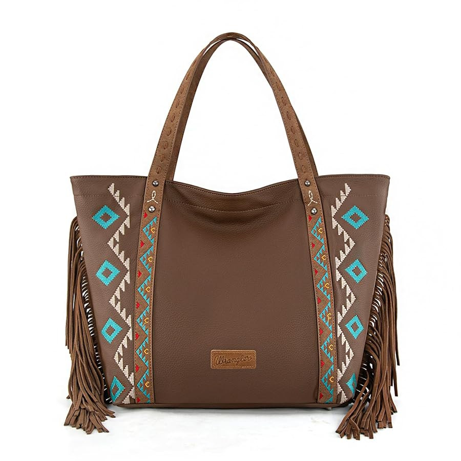 Wrangler Fringe Large Tote Bag for Women Soft Vegan Leather Purses and Handbags | Amazon (US)