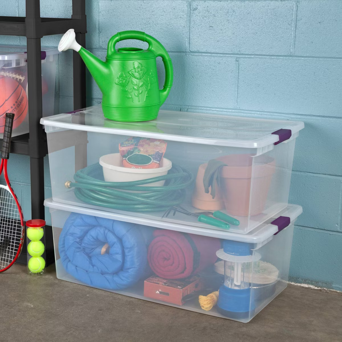 Sterilite 110qt Clear View Storage Bin with Latch Purple | Target