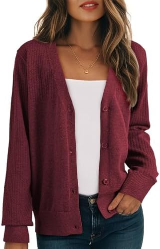 Dokotoo Womens Cardigan Wool Blend Long Sleeve Button Down Sweaters for Women Casual Hollow Out K... | Amazon (US)