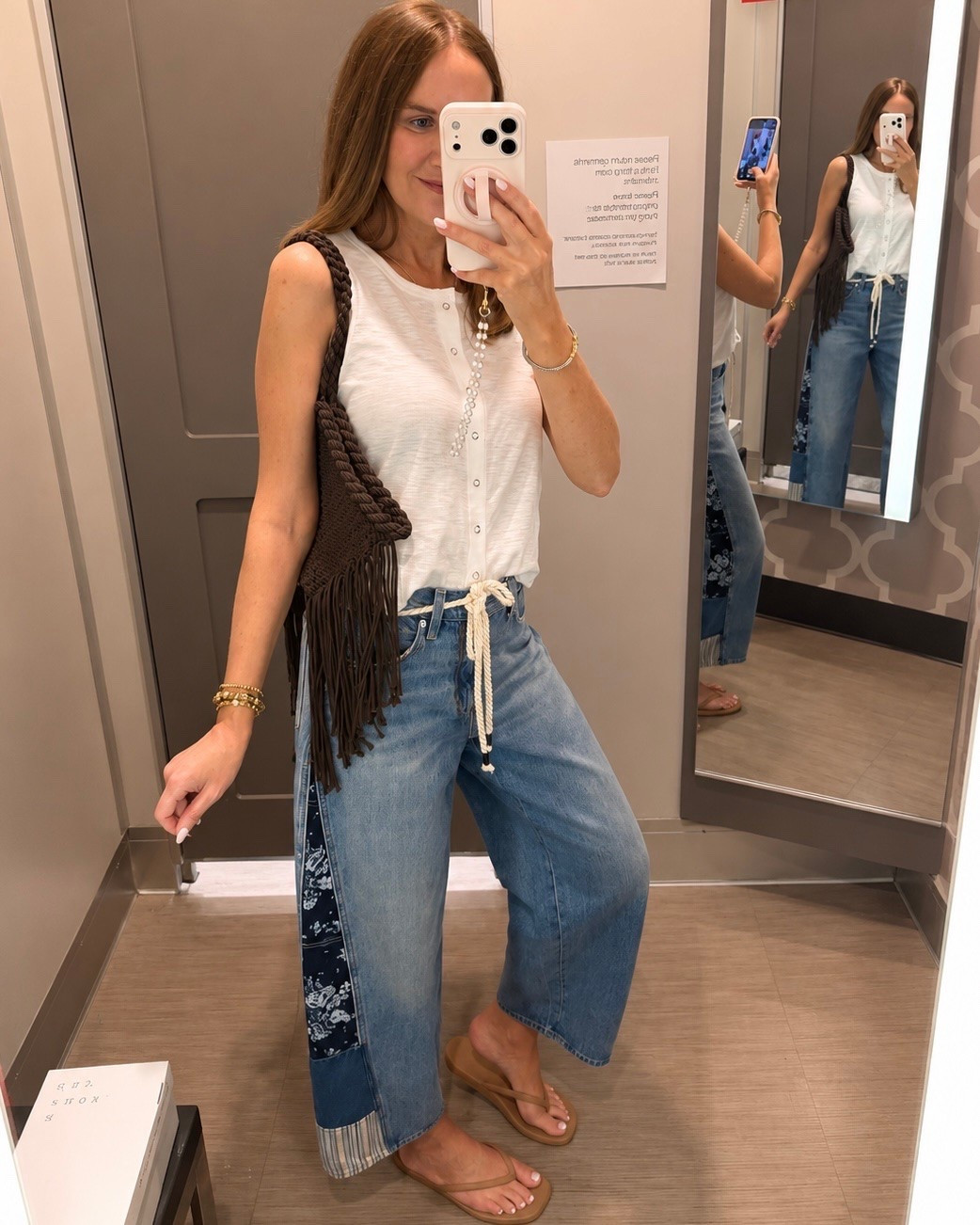 How fun are these paisley patchwork jeans?! I’m in a size 6 for a slouchy fit. And this slub knot, button front tank is the closet staple I didn’t k ow I was missing. Size small.

#LTKootd #LTKSeasonal #LTKOver40