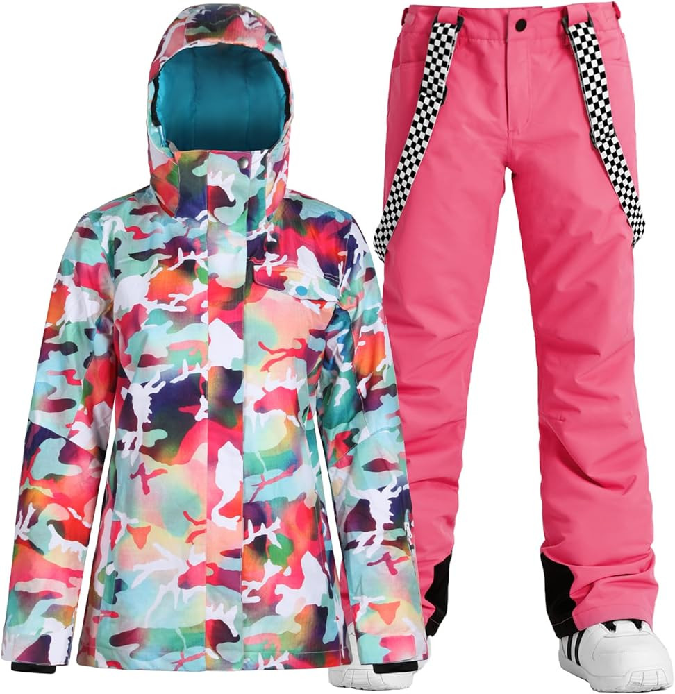 GSOU SNOW Women's Ski Jackets and Pants Set Snowboarding Snowsuit Snow Coat Hooded Waterproof Win... | Amazon (US)