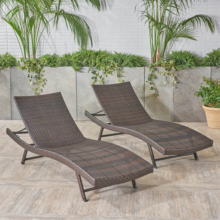 Topcobe Set of 2 Outdoor Rattan Lounge Chair, Patio Chaise Lounge, Waterproof Chaise Lounger, for... | Walmart (US)