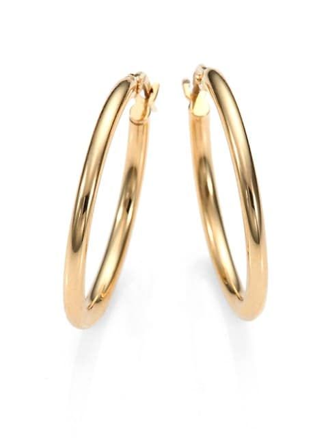 18K Yellow Gold Oval Hoop Earrings/1" | Saks Fifth Avenue