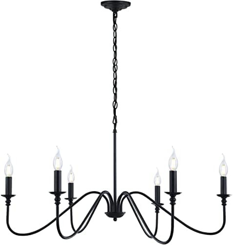 Black Chandelier,6-Light Rustic Industrial Iron Chandeliers for Dining Room Lighting Fixtures Hangin | Amazon (US)