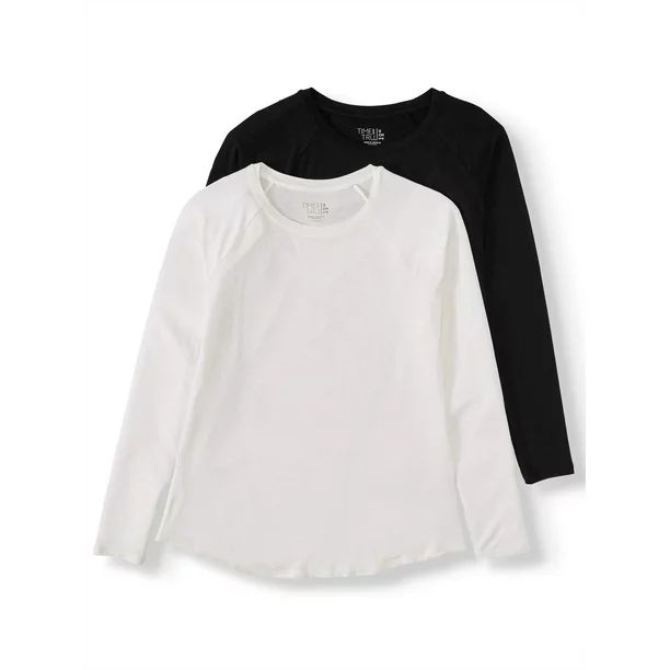 Time and Tru Women's Long-Sleeve Raglan T-Shirt, 2-Pack Bundle | Walmart (US)