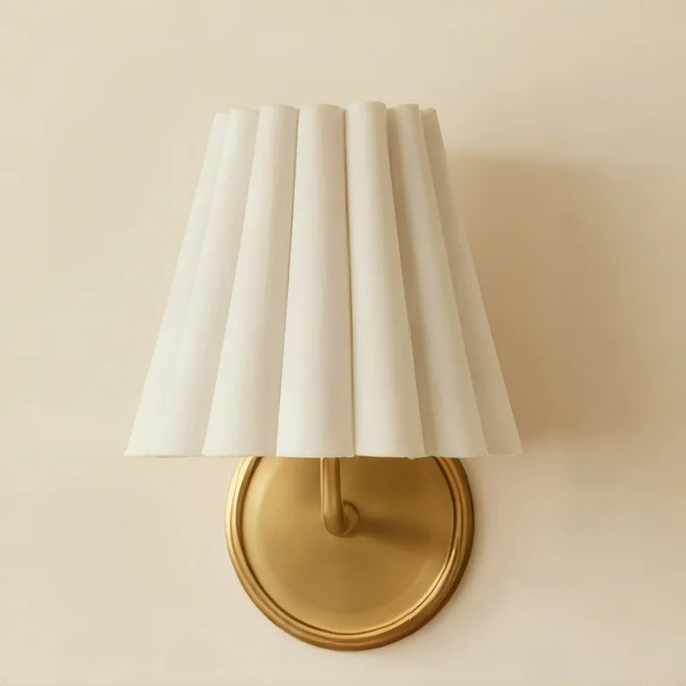 Modern Ruffled Shade Brass Sconce for Transitional Decor - Hardwired Lighting Bathroom Sconce Wal... | Walmart (US)