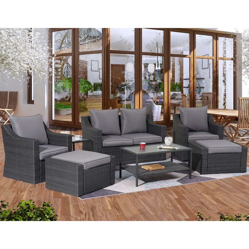 Simonson Polyethylene (PE) Wicker 6 - Person Seating Group with Cushions | Wayfair North America