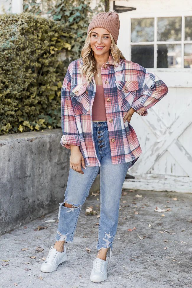 Good Guess Pink Multi Oversized Plaid Shacket | Pink Lily