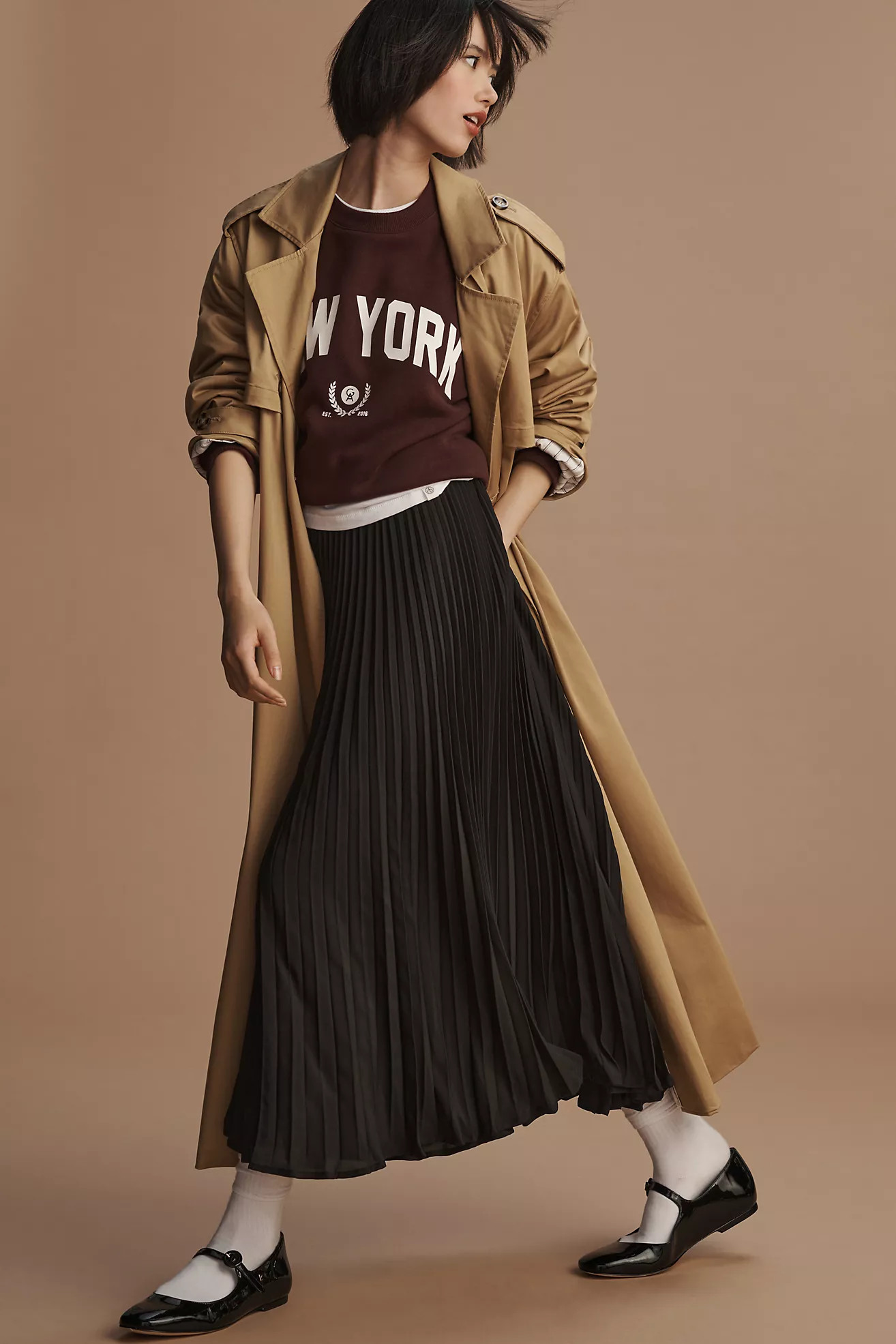 The Isobel Silky Pleated Skirt by Maeve | Anthropologie (US)