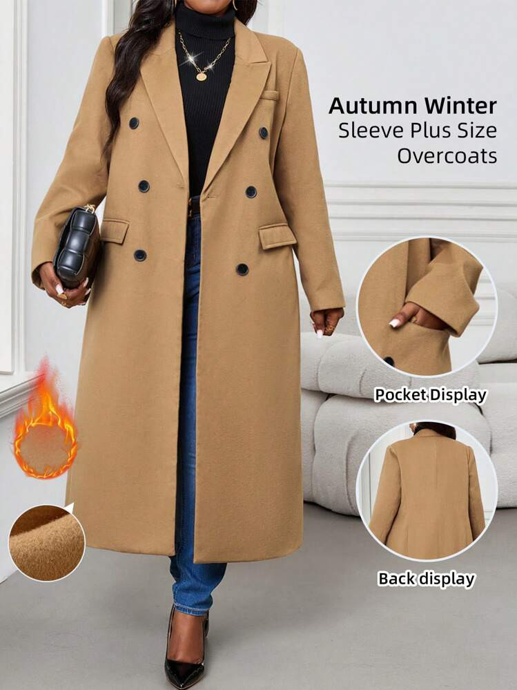 SHEIN Lady Autumn And Winter Elegant Work Long Sleeve Plus Size Overcoats Winter Women Coat Trenc... | SHEIN