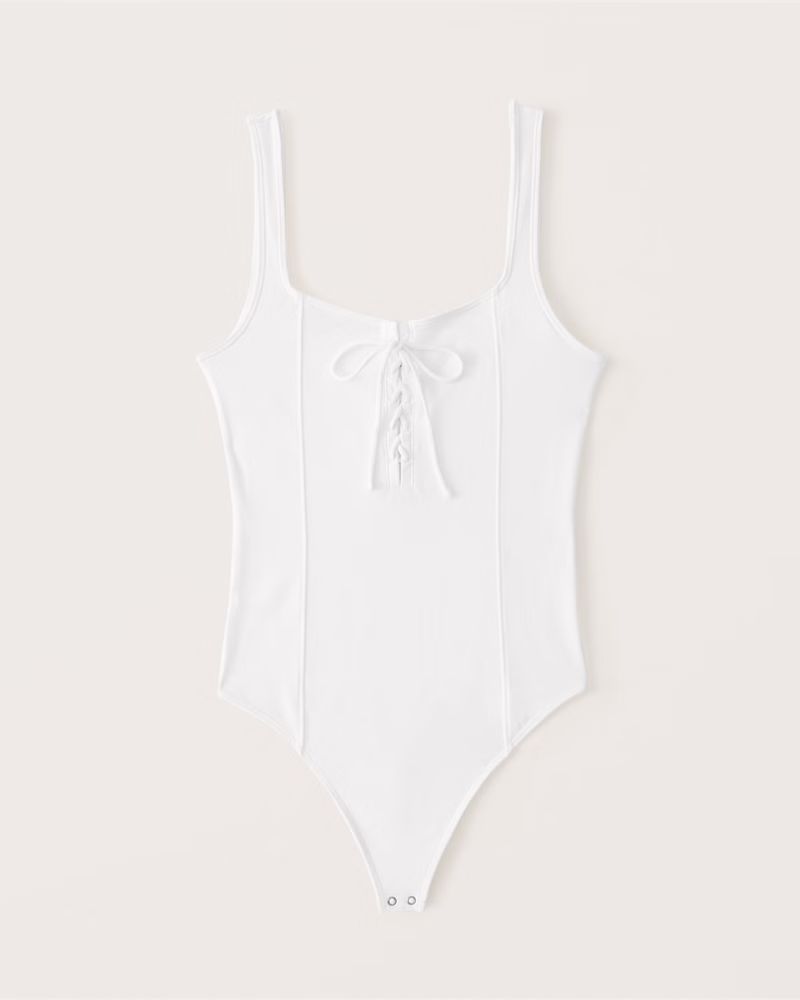Lace-Up Corset Double-Layered Seamless Fabric Bodysuit | Abercrombie & Fitch (US)