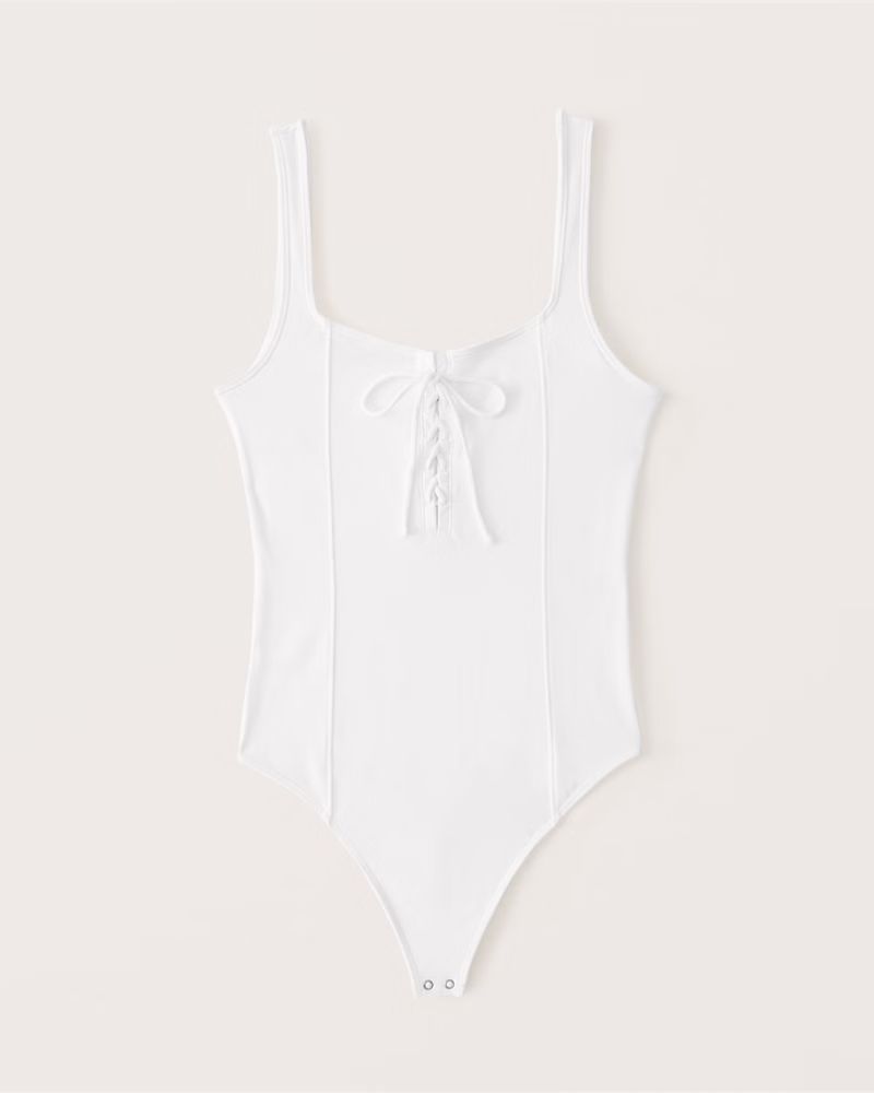 Women's Lace-Up Corset Seamless Fabric Bodysuit | Women's Tops | Abercrombie.com | Abercrombie & Fitch (US)