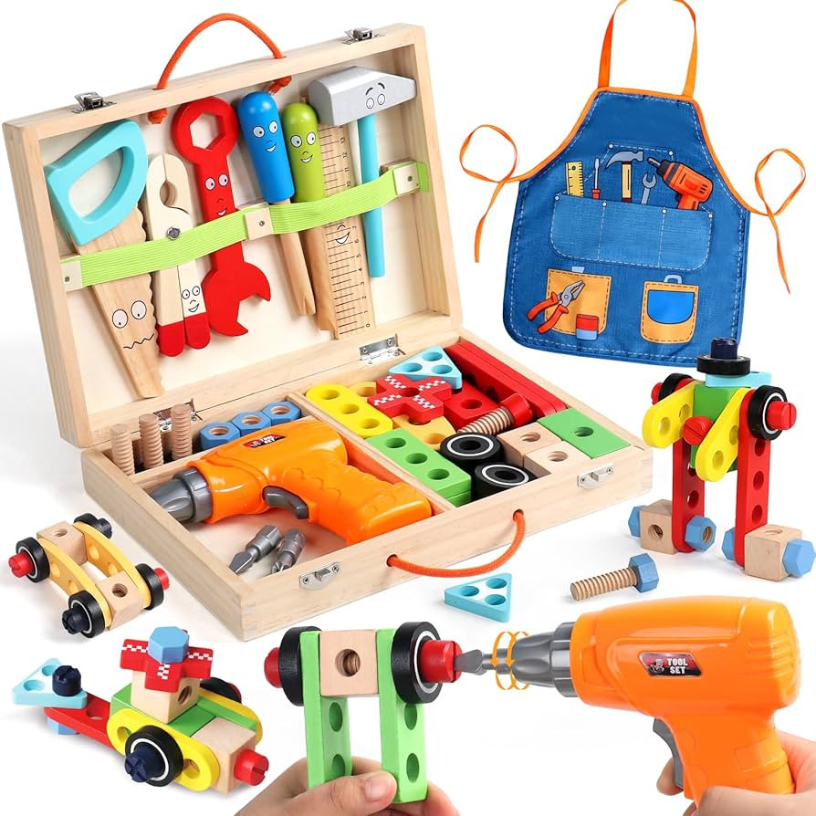 Juego de herramientas para niños con taladro, juguetes educativos Montessori para niños de 3 a... | Amazon (US)