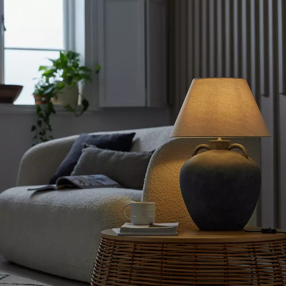 Buy Habitat 59cm Oversized Ceramic Table Lamp - Grey & White | Table lamps | Habitat | Habitat UK