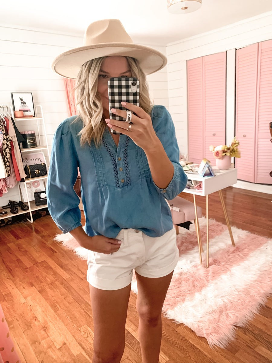 Chambray Top | Shop Jen Miracle LLC