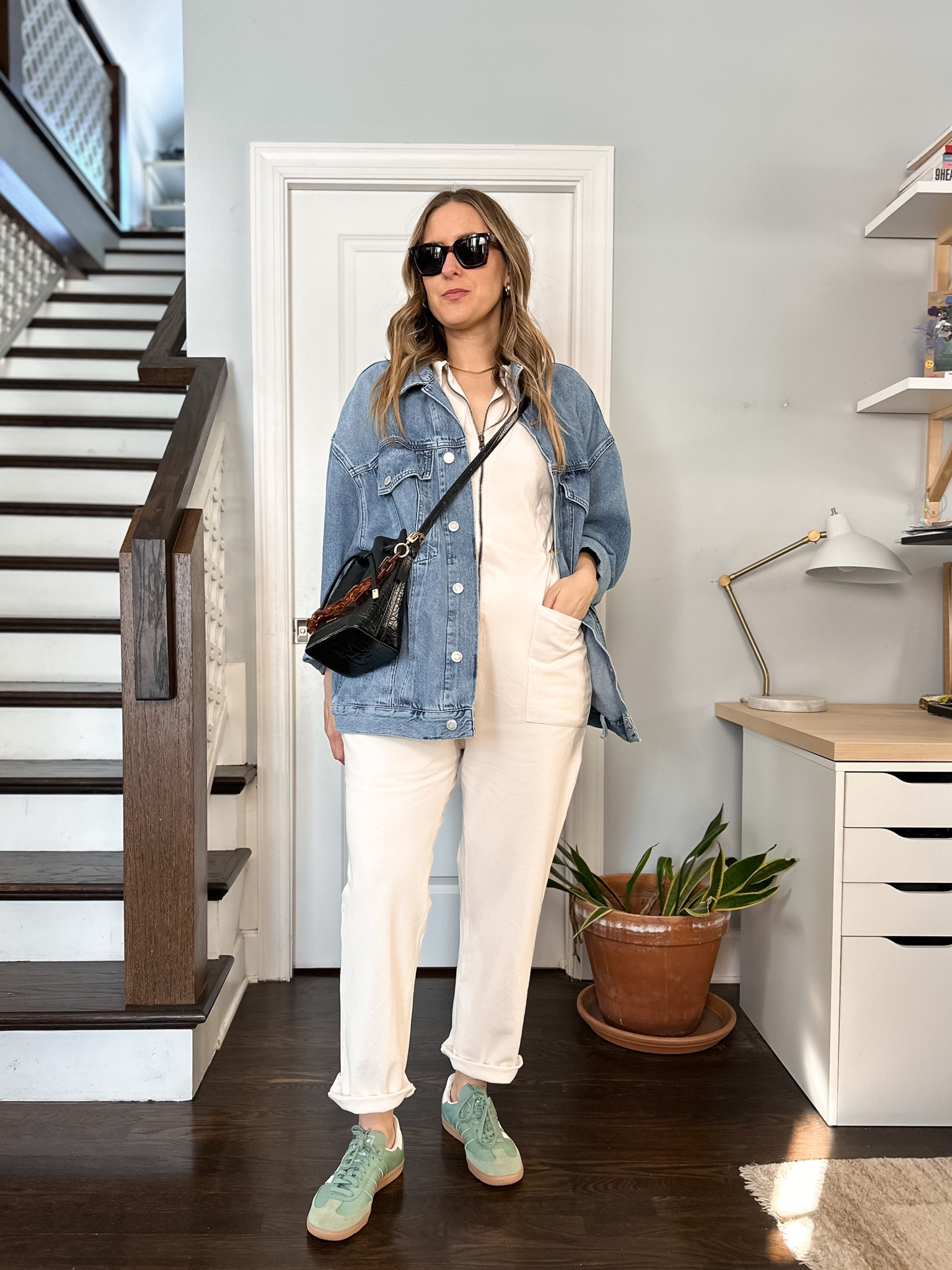 Jacket: I sized down one. Jumpsuit: utility suit from shop noble in oat milk, tts, linked similar. Sneakers: tts  

#LTKstyletip #LTKshoecrush #LTKitbag
