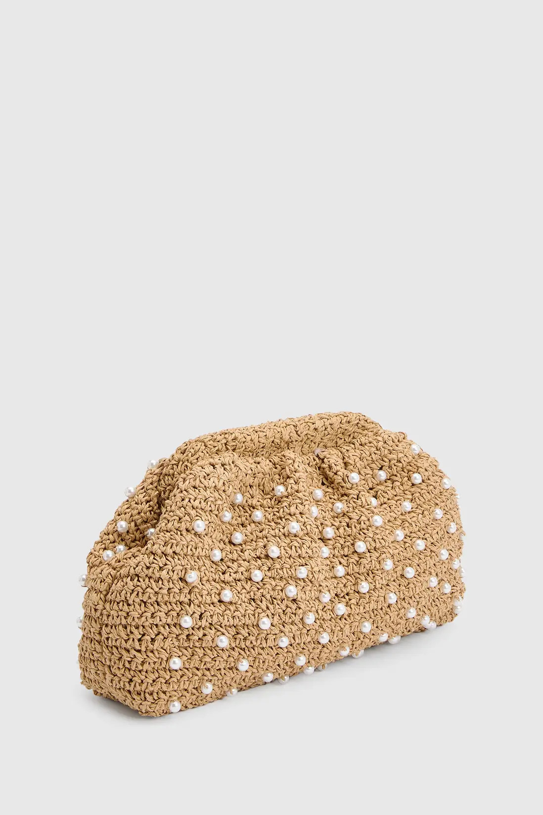 Natural Pearl Detail Raffia Slouchy Clutch Bag | Boohoo | Boohoo.com (UK & IE)