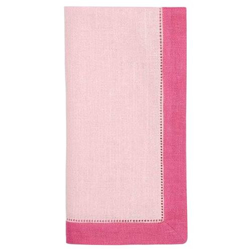 Sferra Roma Modern Classic Carnation Linen Pink Border Dinner Napkins - Set of 4 | Kathy Kuo Home
