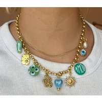 Gold Charm Necklace With Handmade Charms | Etsy (US)