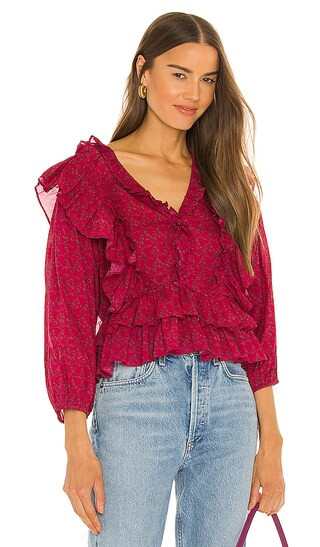 Audrey Ruffle Top in Pink | Revolve Clothing (Global)