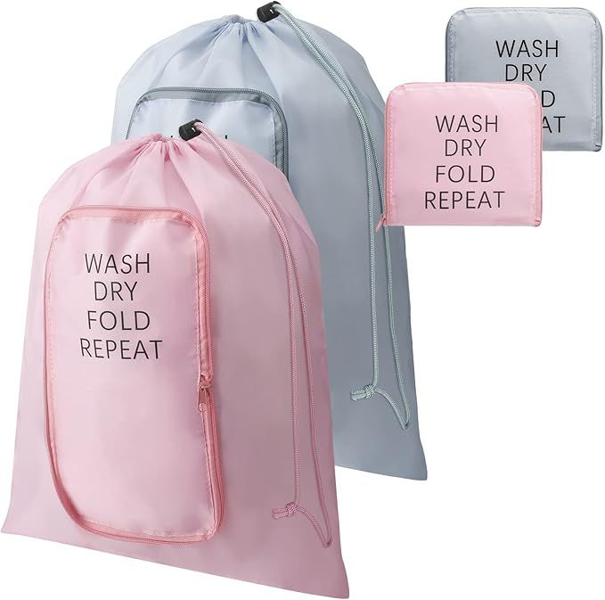 2 Pieces Travel Laundry Bags Dirty Clothes Bag for Traveling Lightweight and Expandable Washable ... | Amazon (US)