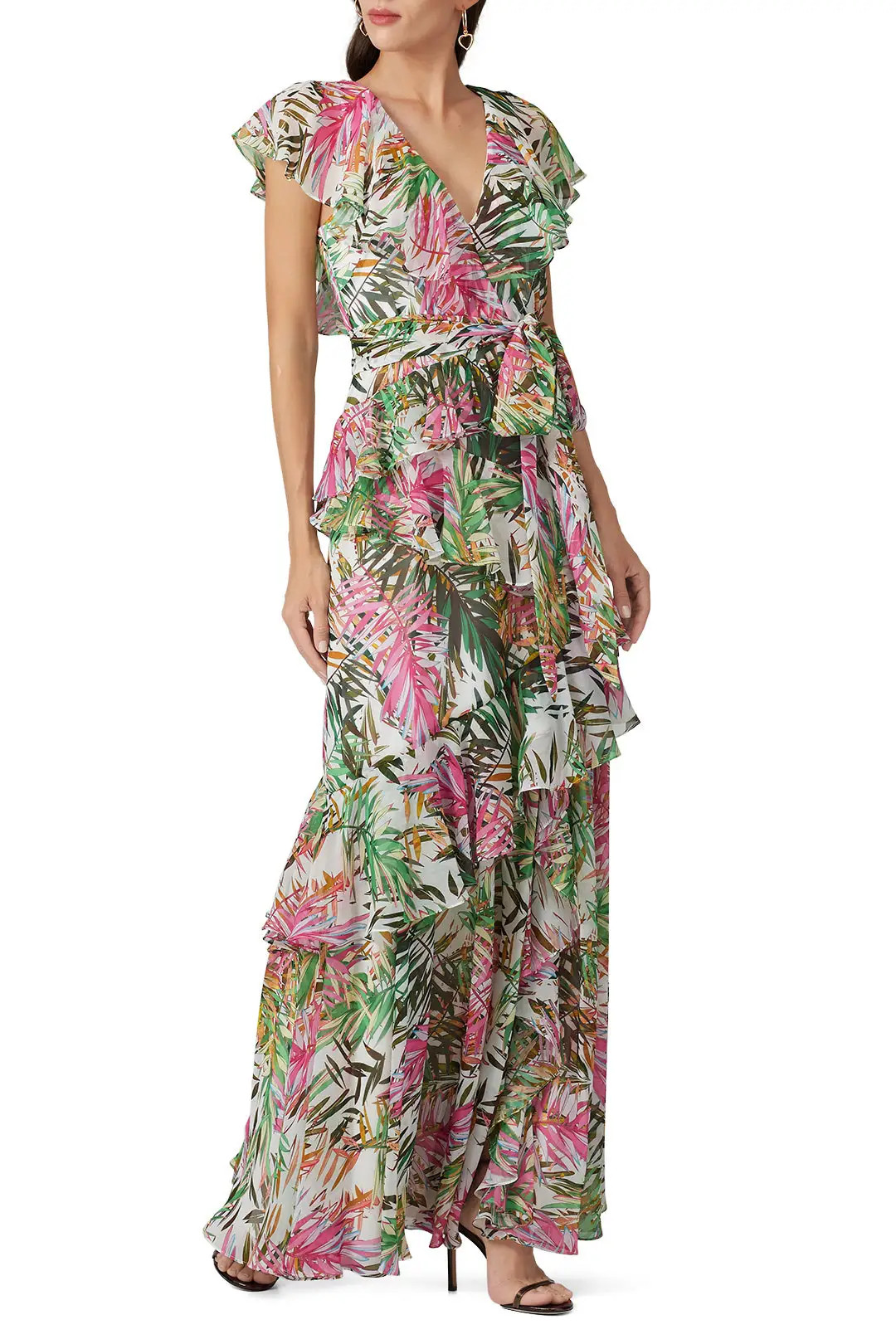 Multi Palm Ruffle Maxi | Rent the Runway