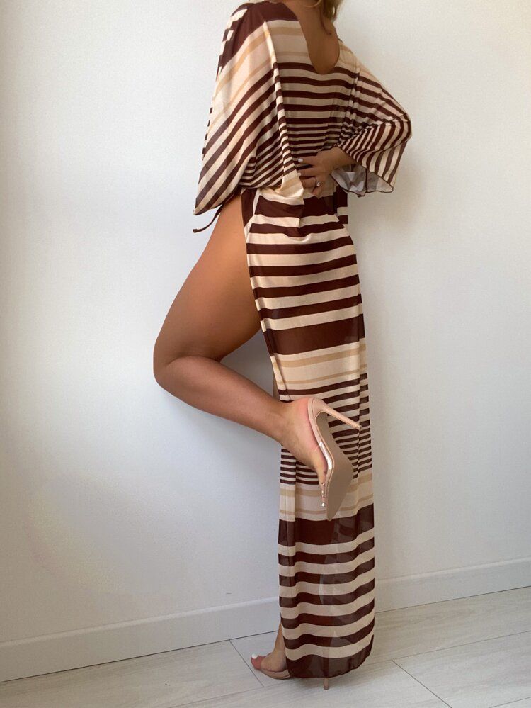 Striped High Low Cover Up | SHEIN