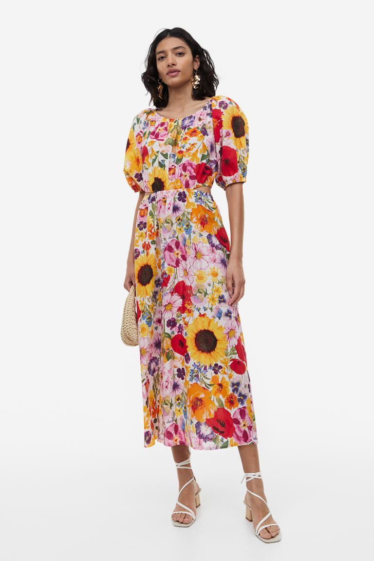 Puff-sleeved cut-out dress | H&M (UK, MY, IN, SG, PH, TW, HK)