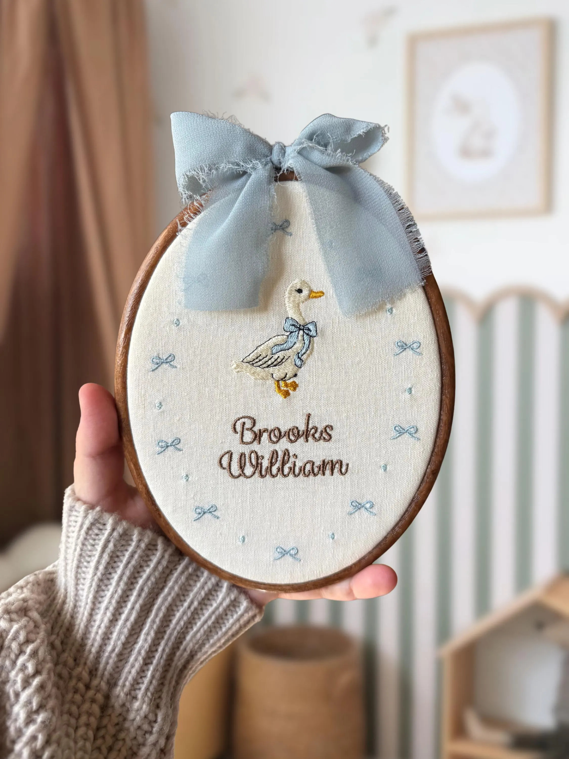 Baby name sign with goose and bows - a beautiful newborn keepsake | Etsy (Global)