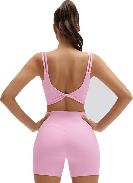 SUUKSESS 2 Piece Workout Sets for Women Twist Back Cami Bike Short | Amazon (US)