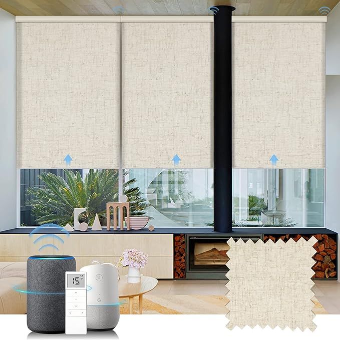 Graywind Motorized Light Filtering Shades Compatible with Alexa Google Rechargeable Remote Contro... | Amazon (US)