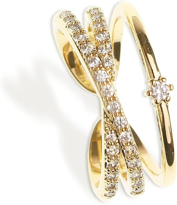 Sonateomber Gold Adjustable Open Ring for Women - Illusion Multi Circle Simulated Diamond Cubic Z... | Amazon (US)