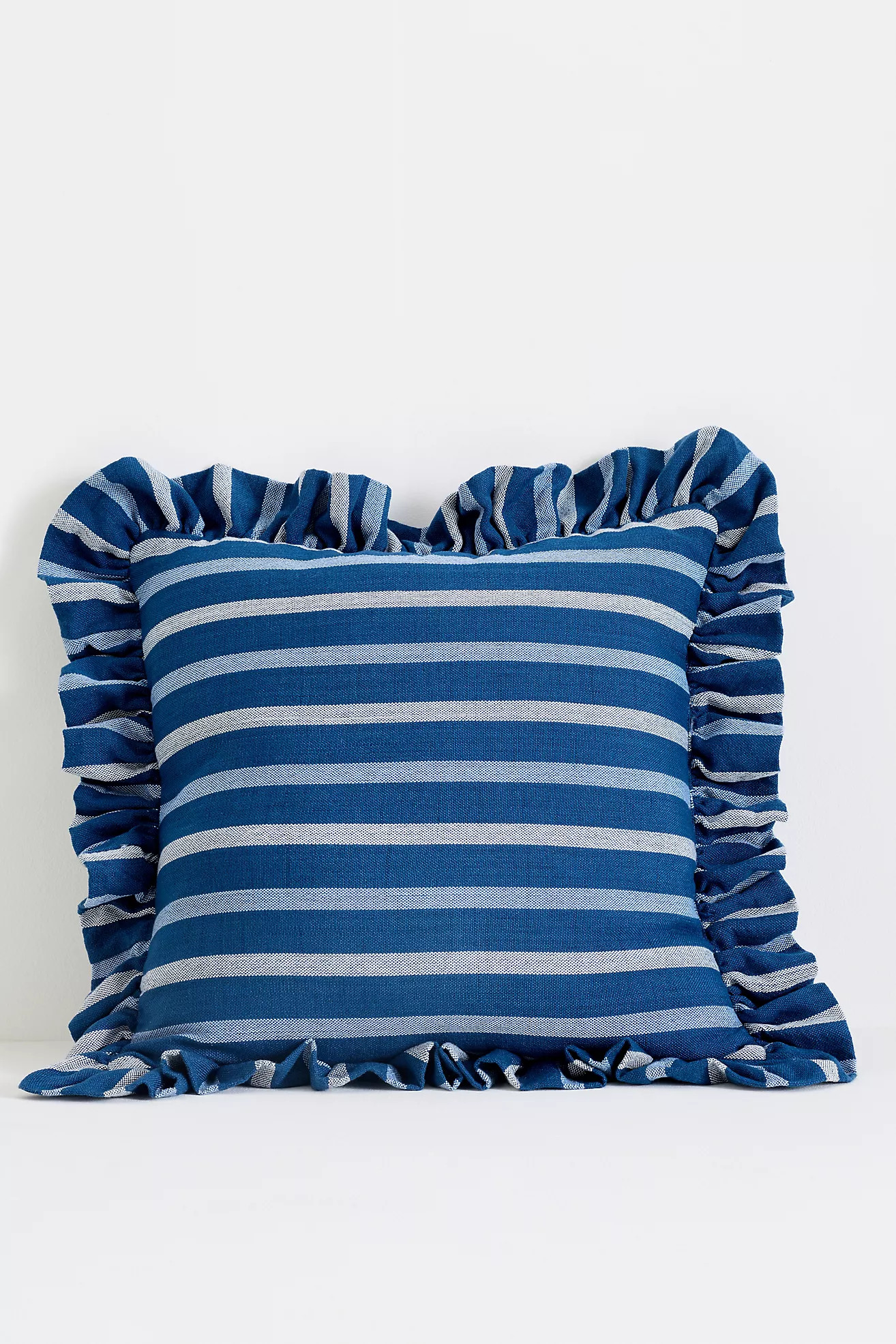 Maeve Helana Indoor/Outdoor Woven Stripe Ruffle Pillow | Anthropologie (US)