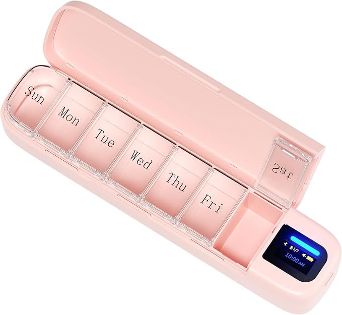 Pill Reminder, Smart Weekly Pill Organizer with Alarm, Bluetooth 7 Day Pill Box with App Setting ... | Amazon (US)