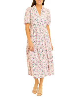 Women's Short Sleeve Ruffle Neck Printed Dress | Belk