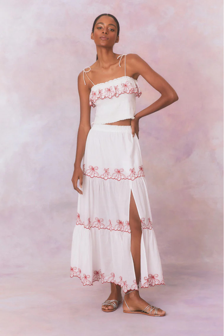 Jemila Embroidered Cotton Maxi Skirt | LoveShackFancy