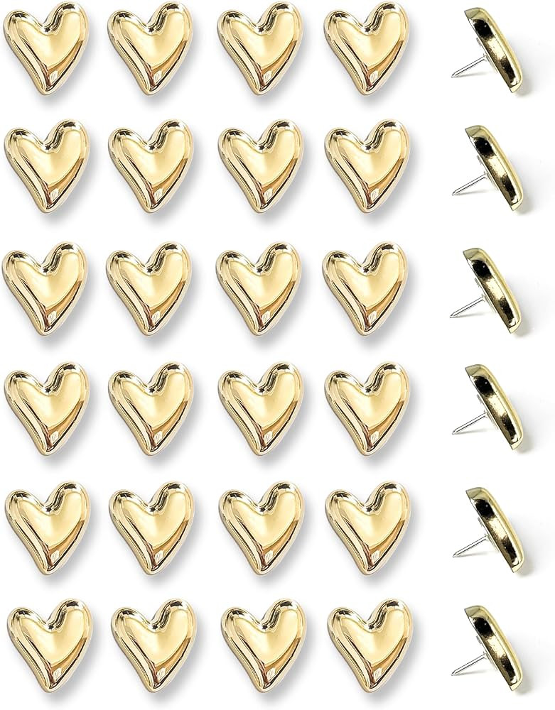 30 pcs - Heart Decorative Pins, Gold Cute Pins for Bulletin Board, Office or Home (30Pcs-Gold) | Amazon (US)
