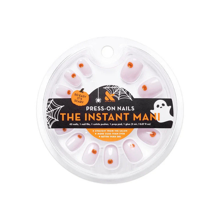 Olive & June Instant Mani Extra Short Round Press-On Nails, Jackolanterns, 42 Pieces | Walmart (US)
