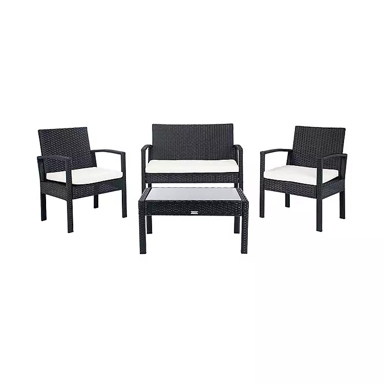 Black Wicker Frame 4-pc. Outdoor Living Set | Kirkland's Home