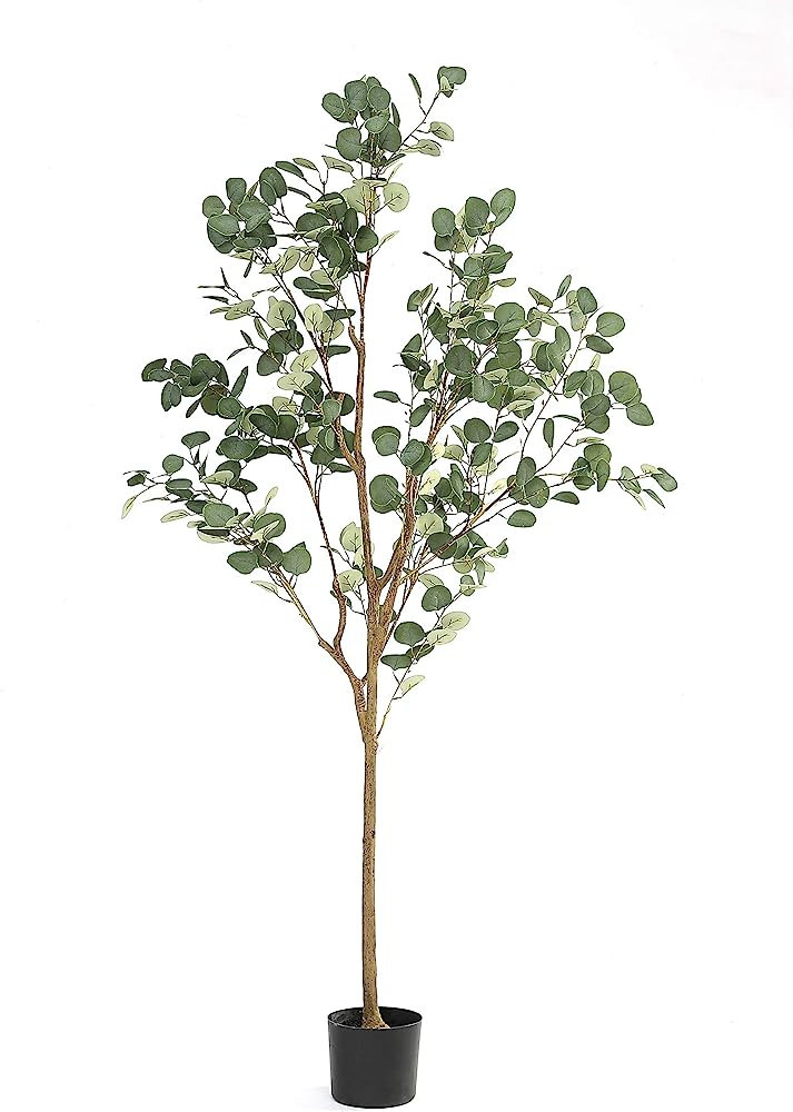 DIIGER Artificial Tree Plant Eucalyptus Tree 6FT Tall, Modern Large Fake Plant Decor in Pot for I... | Amazon (US)