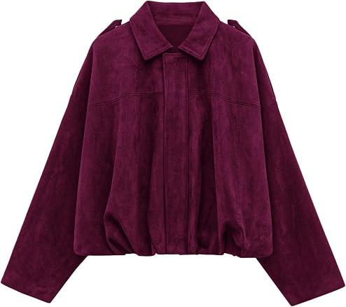 PRETTYGARDEN Women's Faux Suede Cropped Bomber Jacket | Amazon (US)