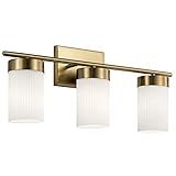 Kichler Ciona 24 inch 3 Light Vanity Light with Round Ribbed Glass in Brushed Natural Brass | Amazon (US)